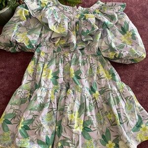 Ginger snap Floral Green and Yellow Kids Dress Sz 10